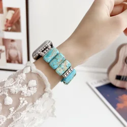 Elegant Elastic Stone Bracelet Watch Band - 42mm44mm45mm46mm49mm (Blue S)