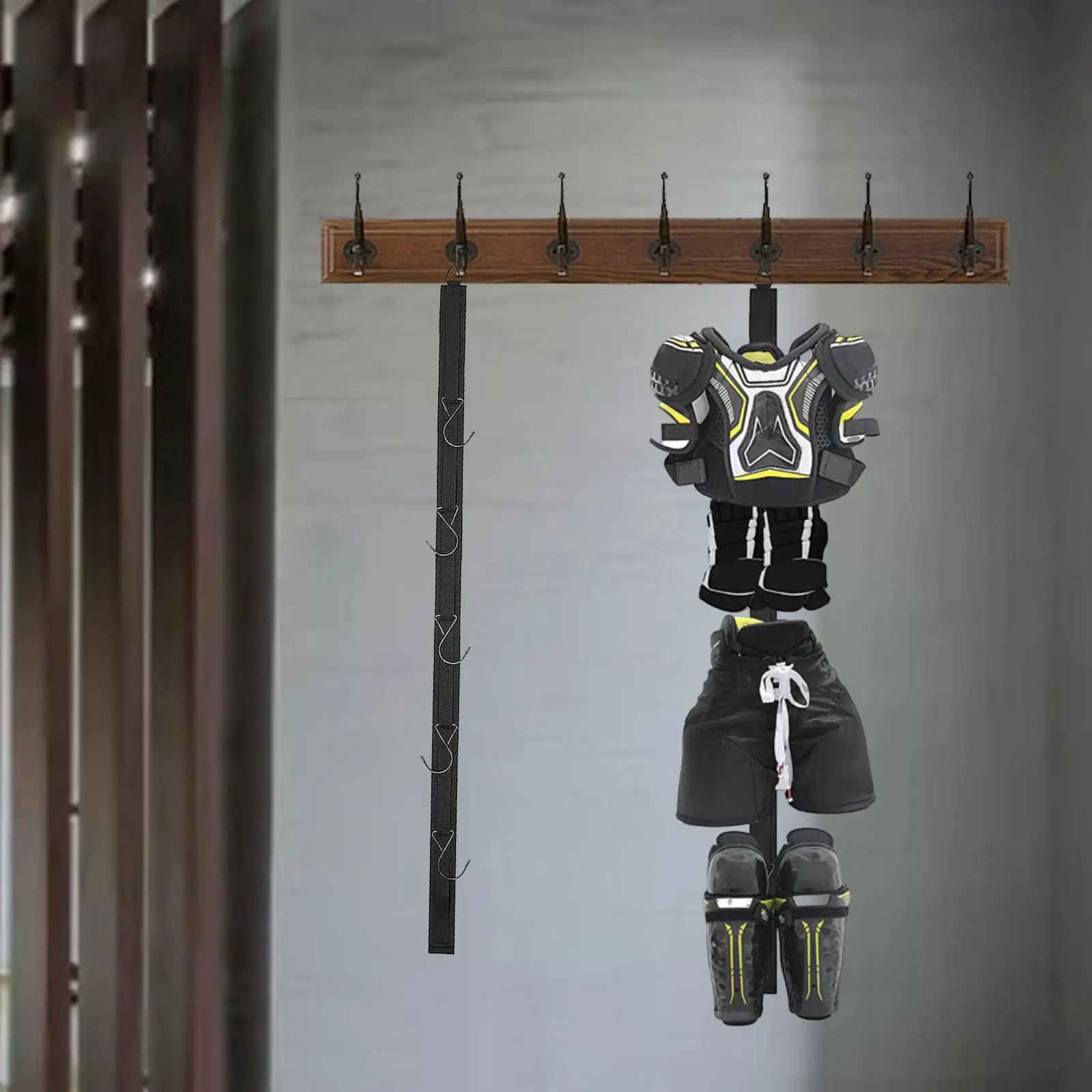 Hanging Portable Hockey Equipment Drying Rack Space Saving Sports Gear Organizer Adjustable Hooks for Home Training