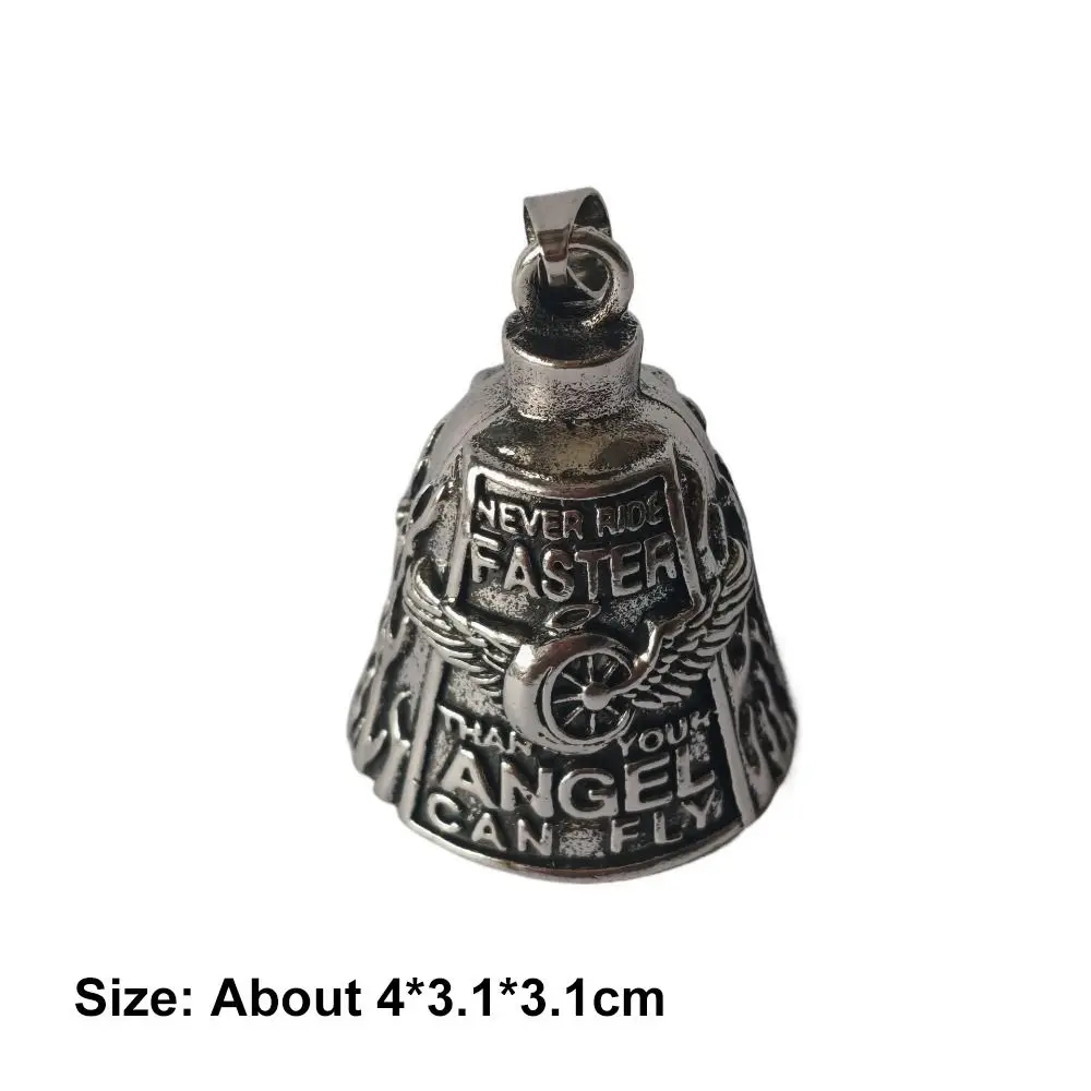 3D Design Motorcycle Guardian Bell Punk Style Wing Design Angel Pendant Bell Retro Alloy Evil Spirit Trap Bell Daily Wear