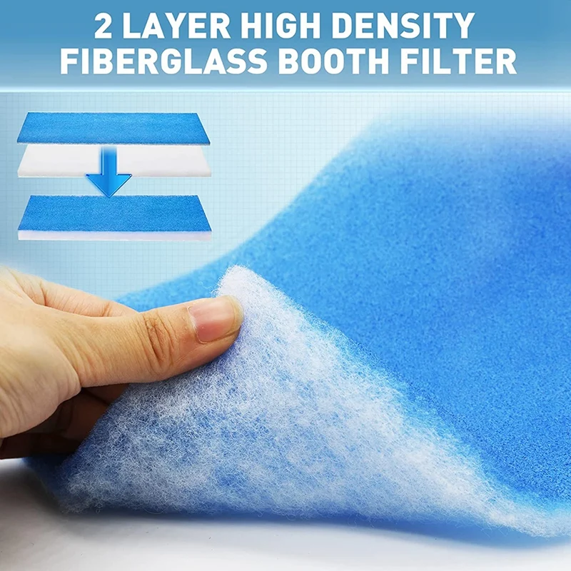 Terpovery Airbrush Spray Booth Replacement Filters - 4 Pack, Fiberglass, Blue, 16" X 7.25"