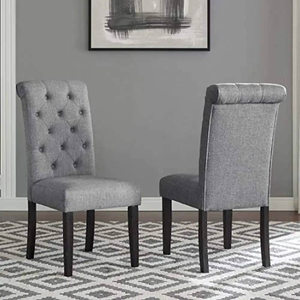 Urban Style Counter Height Dining Set Table and 6 Chairs Solid Wood Grey Button Tufted Back Stately Turned Legs Driftwood Finish 4