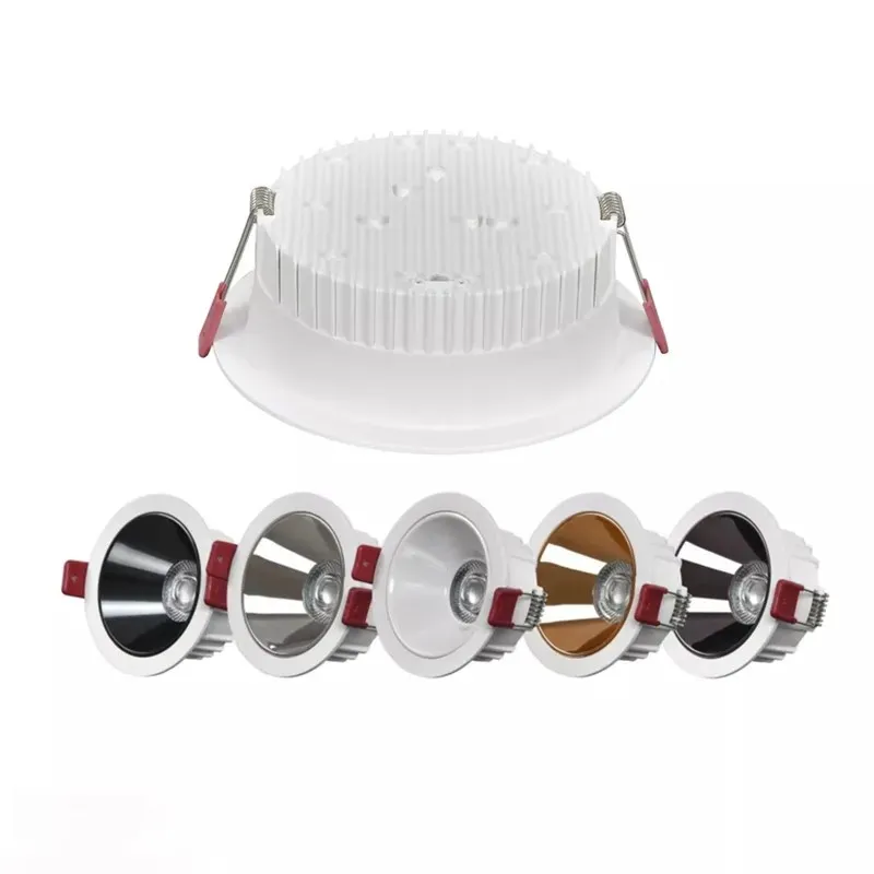 최근 눈부심 방지 LED COB 통 검정/흰색 디밍 가능 85-265V 천장 조명 스포트 라이트 홈 거실 침실 조명