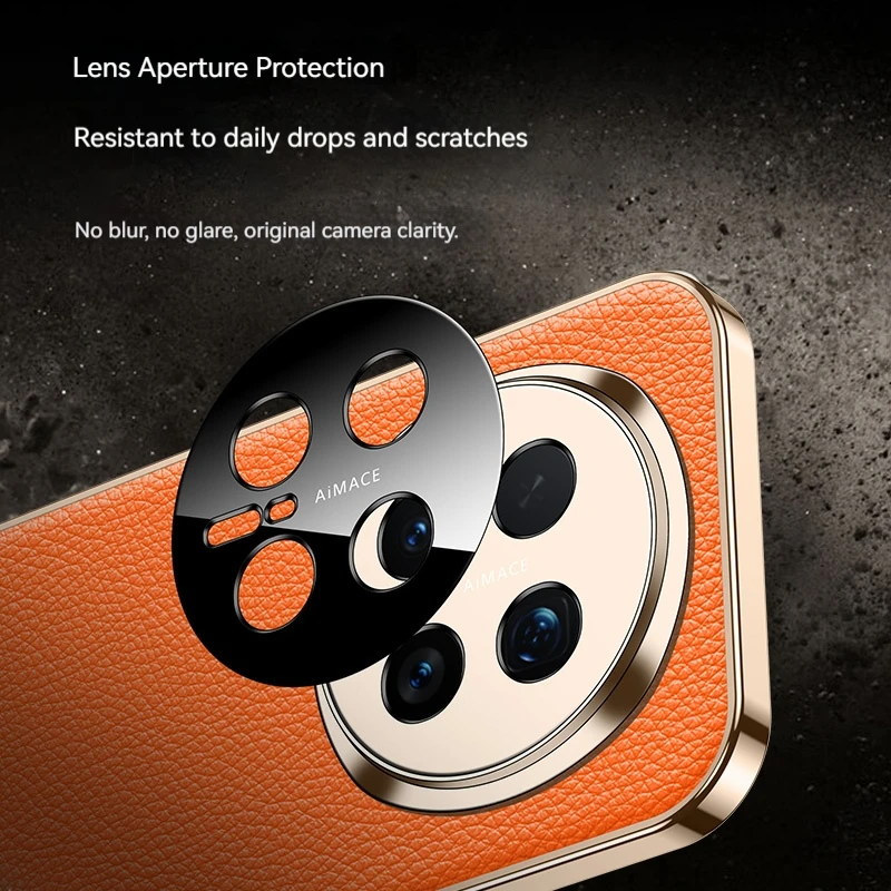 Luxurious Leather Lychee Pattern Phone Case with Fully Wrapped Lens and Anti-Drop Protection
