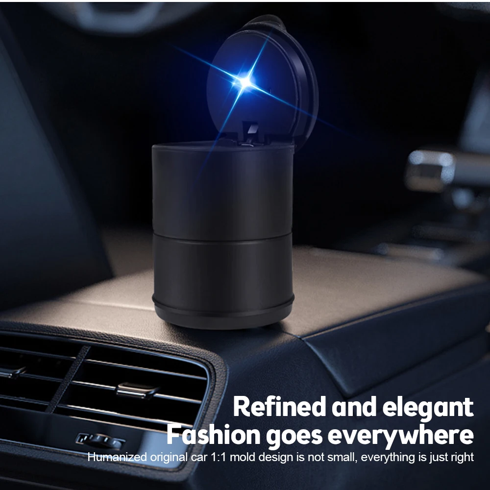 Car Ashtray with LED Light Cigarette Cigar Ash Tray Container Smoke Ash Cylinder Smoke Cup Holder LED Colorful Ashtray