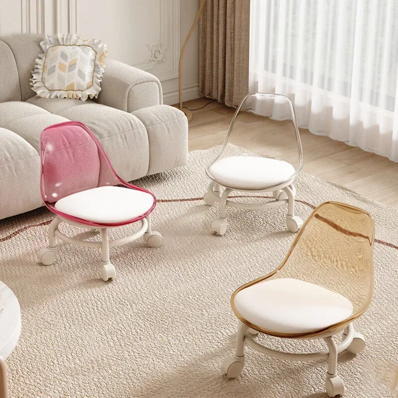 

Акриловая спинка, небольшой табурет с универсальным колесным Стулом в стиле Ins, низкий табурет, табурет для пола, съемный маленький табурет для ног