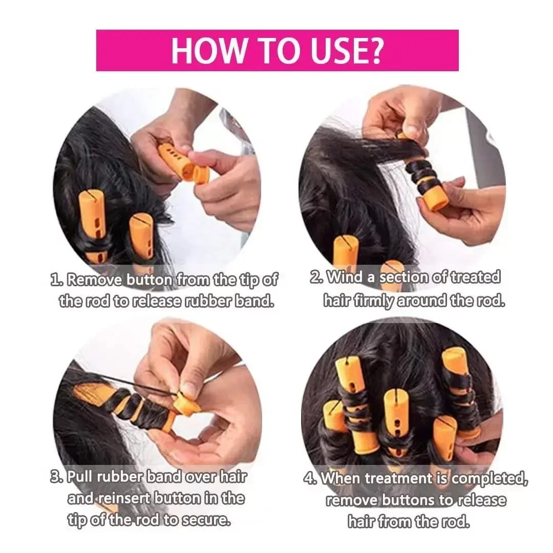 40pcs Cold Wave Perm Rods Set For Women's Long & Short Natural Hair-Plastic Orange Rollers For Curling And DIY Hairdressing