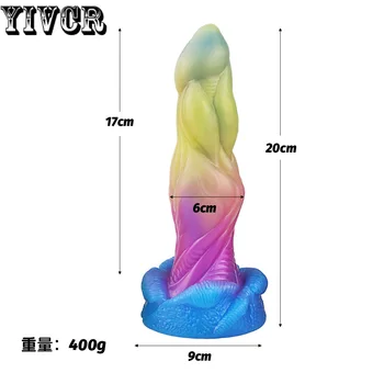 YIVCR Dazzle Colour Alien Dildo Liquid Silicone Flexible Dick Monster Dildo for Anal with Suction Cup Realistic Dildo Sexy Toys 3
