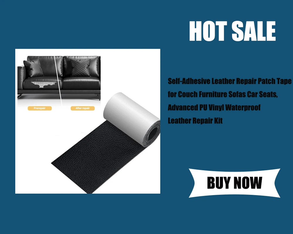 Self Adhesive Leather Repair Tape for Sofa Car Seats Handbags Jackets Furniture Shoes First Aid Patch Leather Patch DIY Black