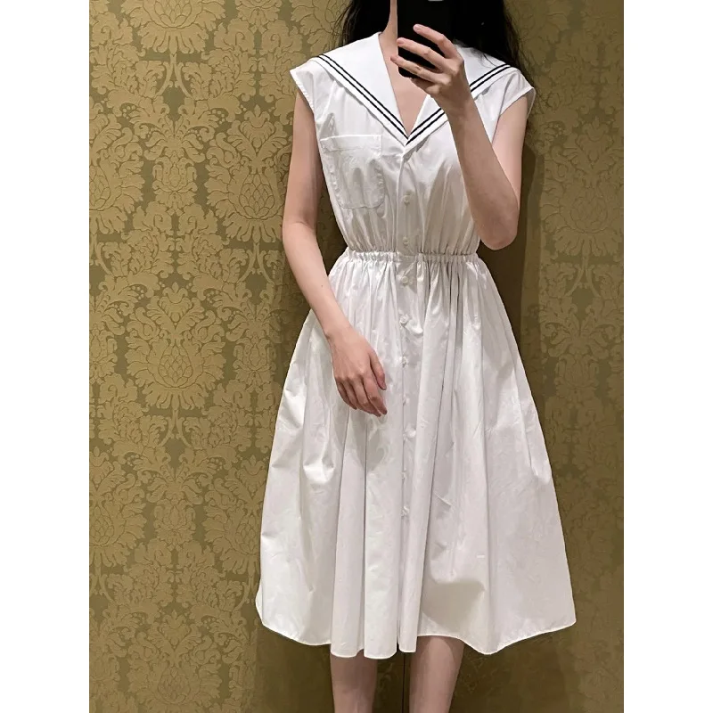 

2023 Early Spring New Cotton Embroidery Waist Dress Female Long Dress