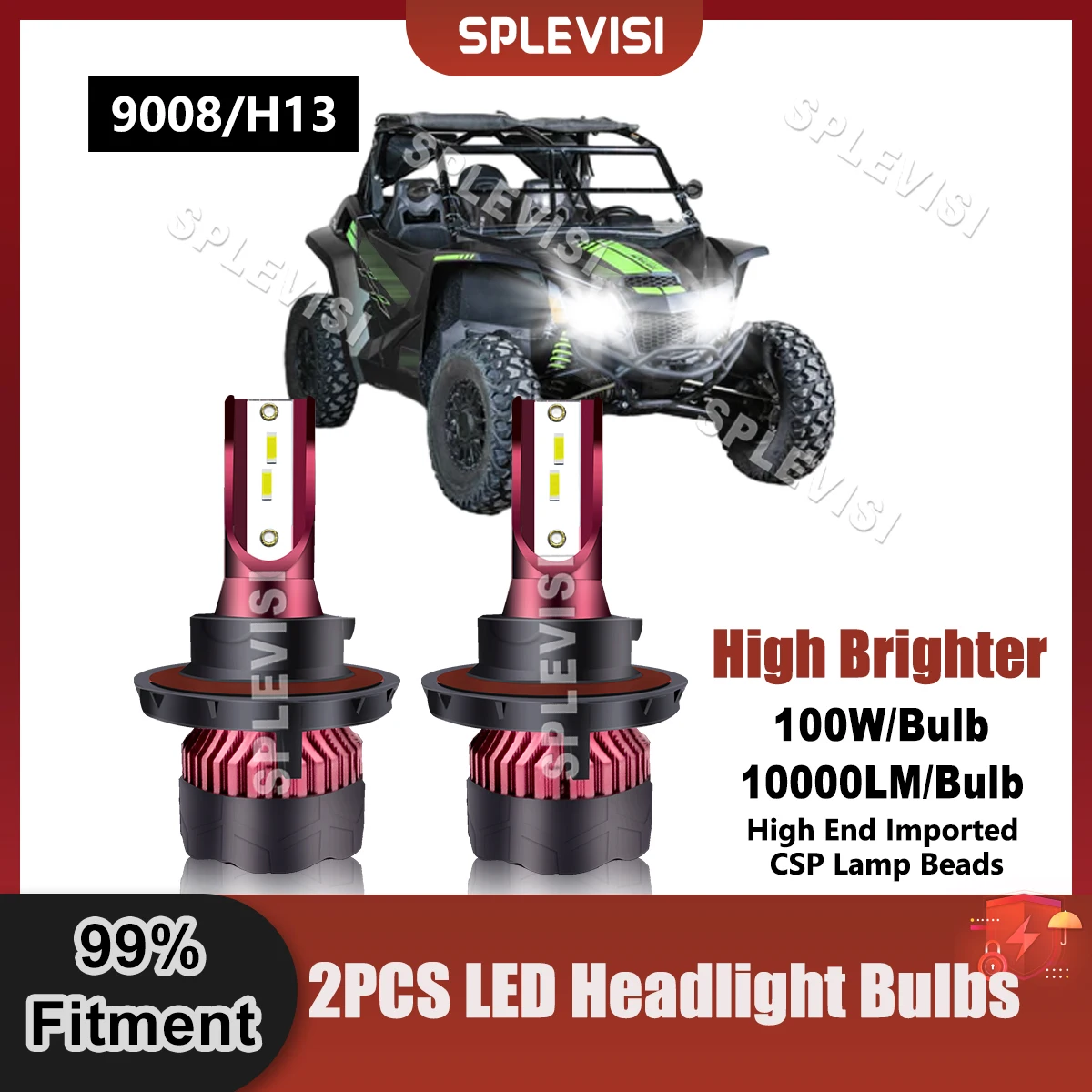 3x Brightness 9008/H13 Bulbs LED Headlamp High Low Beam Pure White For Arctic Cat Prowler 500 2017 2018 2019 2020 2021 2022 2x 70w white headlights for arctic cat zr 5000 2014 2017 zr 7000 2014 2019 zr 8000 led 2014 2022 xf 8000 14 2019 xf 9000 14 2018