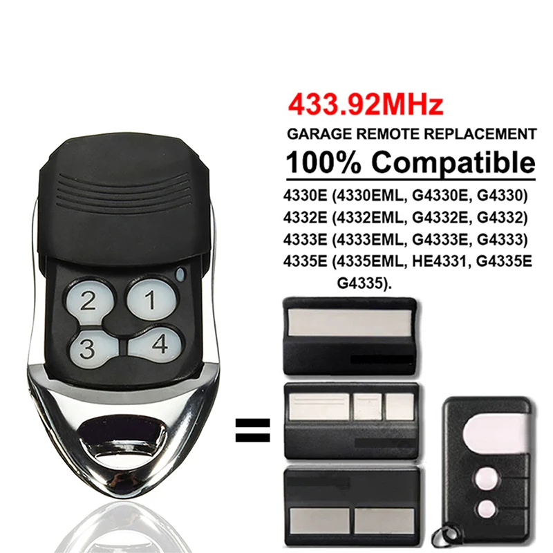 4335E 4333E 4332E 4330E 1A5477-1 1A5477-3 1A5097 1A5080 Пульт дистанционного управления гаражными воротами 433,92 МГц с подвижным кодом Устройство открывания гаражных ворот