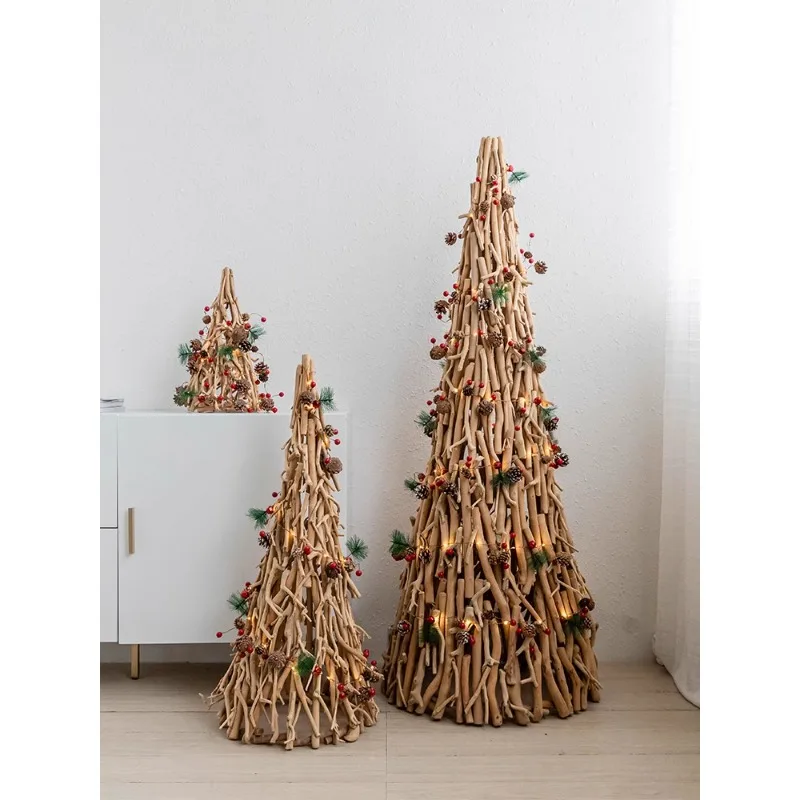 

Creative wooden Christmas tree, home large decorative ornaments, Christmas scene decoration, window display, package, atmosphere