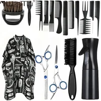 WANMEI – ensemble de cape de barbier pour Salon de coiffure, cape de styliste avec boucle réglable, brosse de dépoussiérage et peigne, outil de Salon de coiffure 1