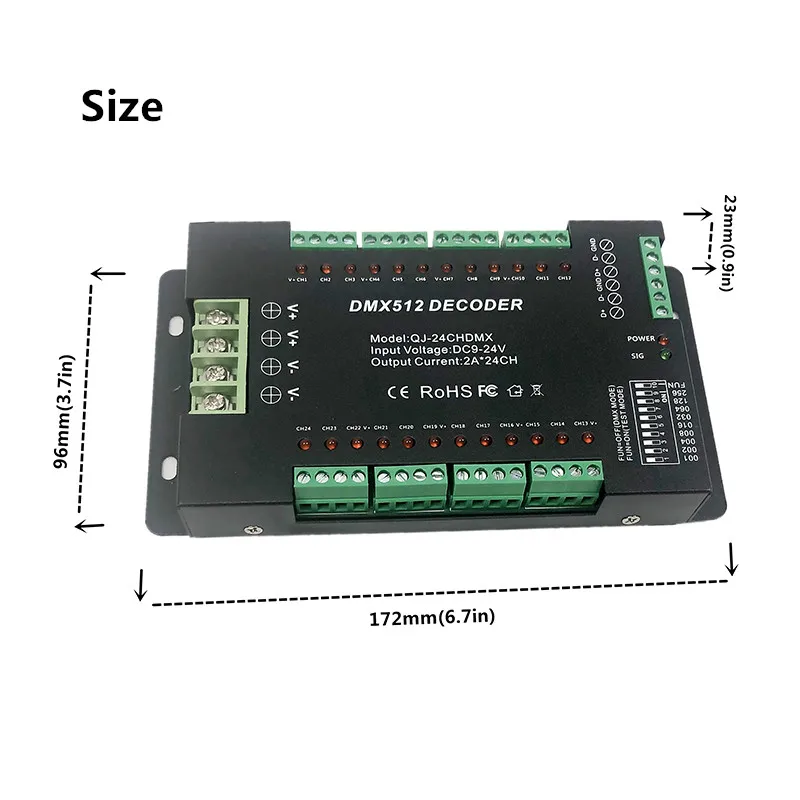 Decoder 24 Channels RGB LED Strip Lights Driver Dimmer Standard DMX512 Signal DC9V-2 4V DMX Controller 24CH Constant factory hot