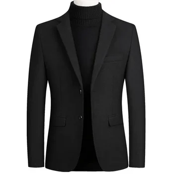 BROWON Brand Business Casual Wool Blazer Men 2025 Autumn and Winter New Solid Men Blazer Regular Fit Long Sleeve Blazers for Men 1