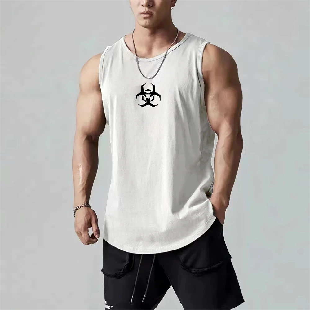 Description Picture 5 of itemSummer Sleeveless Men T Shirt Gym Workout Breathable Printed Vest Fitness Basketball Tank Tops O Neck Sportswear Men's Clothing