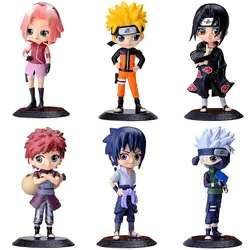 Kawaii Anime Naruto Collectible PVC Figures - Uzumaki, Kakashi, Gaara & Sasuke (6Pcs)