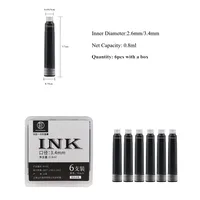 Majohn 6pcs Fountain Pen Ink Refill Cartridges 2.6/3.4mm Caliber Office Supplies School Student Stationery for Majohn N1/Wancai 2
