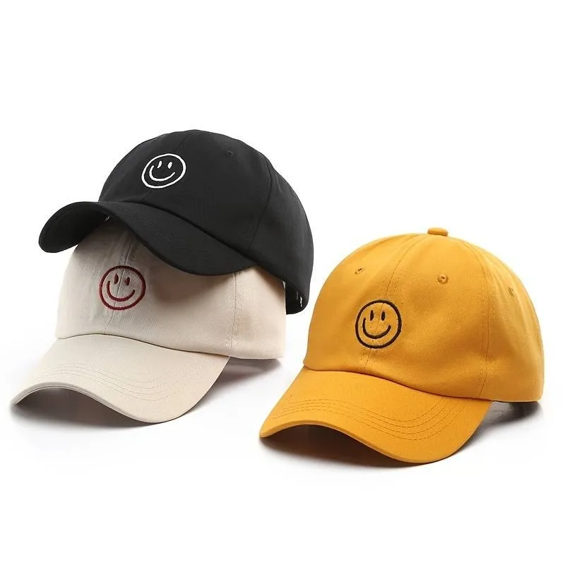 Sun Hats Ladies Baseball Caps 1pc Smile Face Baseball Cap Lettering Embroidery Cap Sunscreen Hat Light Weight Adjustable Hat for Daily Use