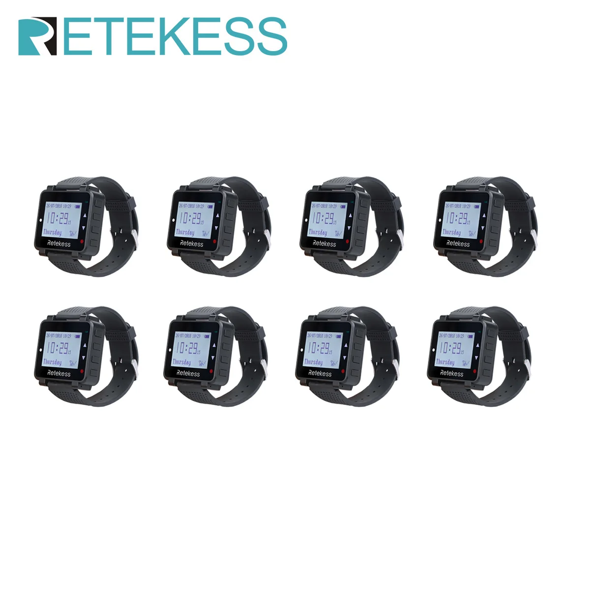

Retekess T128 Restaurant Pager Wireless Waiter Calling System 8 Watch Bell Receivers Customer Service For Cafe Bar Clinic Hotel