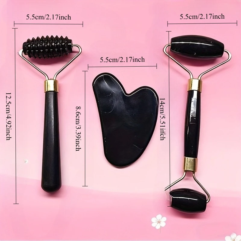 Set di Strumenti per Massaggio di Bellezza, Nuovo Bastoncino Leggero in Plastica, Strumento per Massaggio Viso e Corpo a Doppia Estremità con Rullo - immagine 4