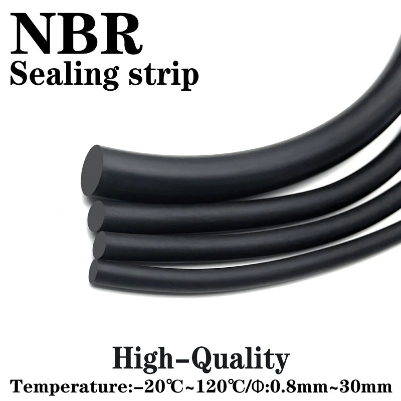 Rubber strip seal 1/5/10M NBR Black Rubber Strip Seal OD 1~30mm High Temperature Oil Resistant Nitrile Sealing Rope Solid Round Strip