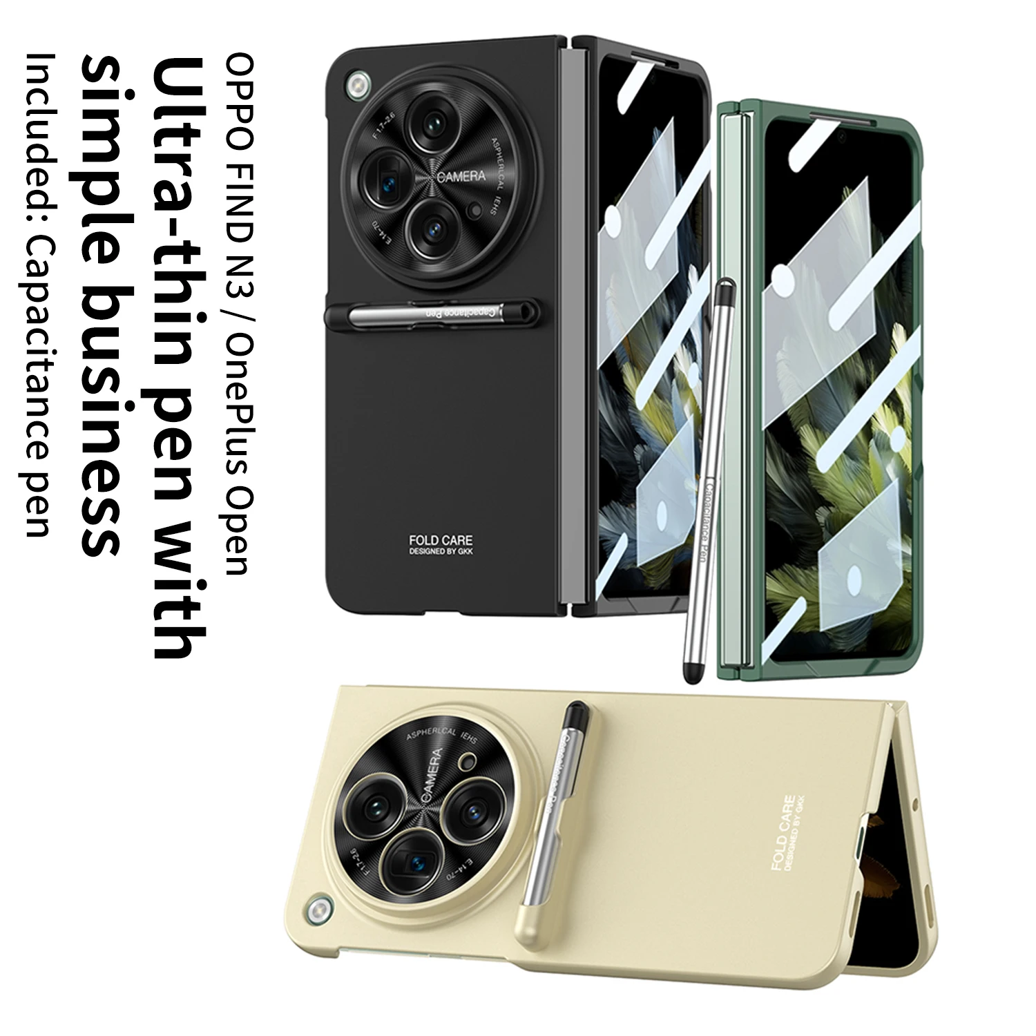 For OPPO Find N3 Case Pen Holder Matte Phone Cover Shockproof Protective Shell Screen Film Cases For Find N3 Funda