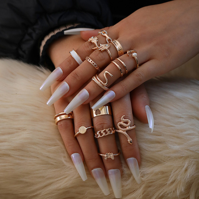 Snake Heart Ring Set Teen Girls Matching Rings for Women Anillos Jewelry Sets Bague Femme Ringen Fashion Gift