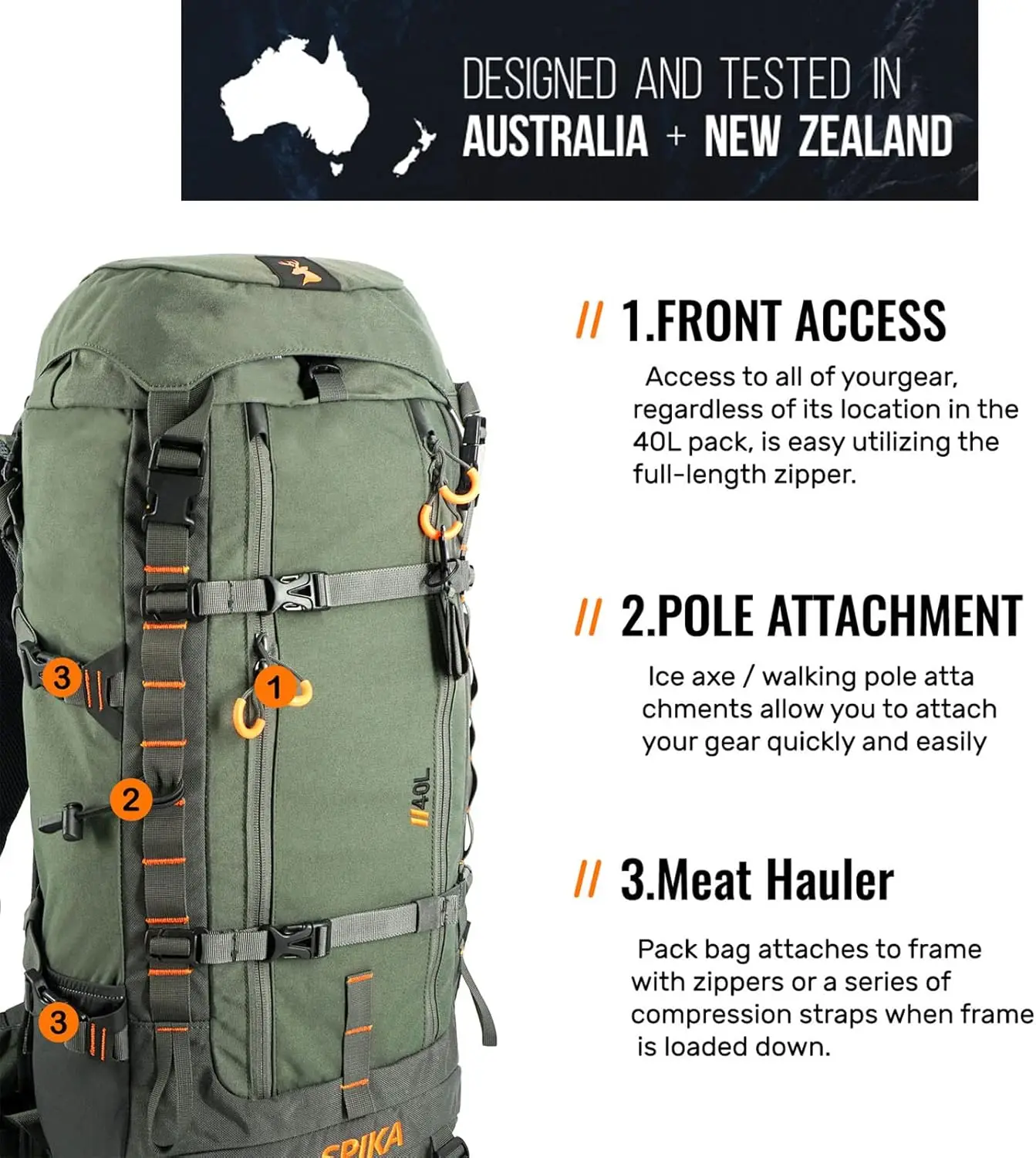 Hunting Backpacks for Men,Internal Frame Hunting Pack with Rifle Holder,40L/80L + Extendable Capacity for Bow Rifle Gun