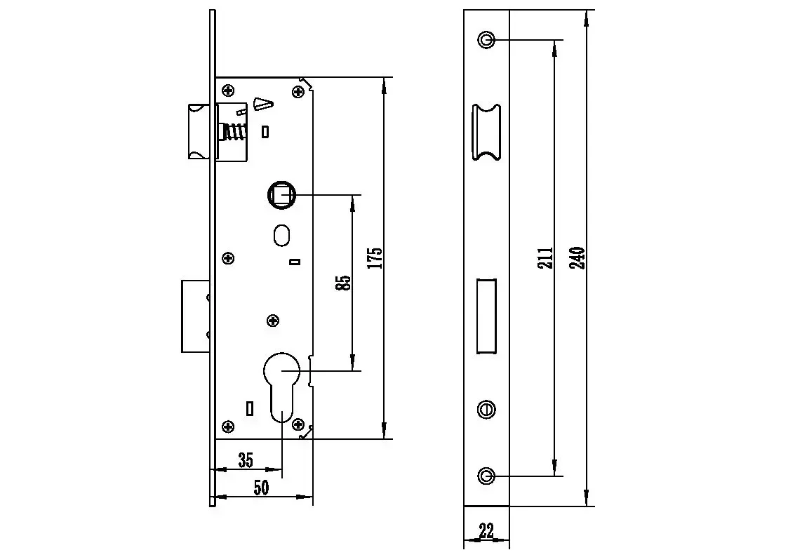 Series Single & Multipoint Aluminum Alloy Indoor Wooden Door Lock Body Lockset Accessories, Cylinder Lock & Aluminum Alloy Door images - 6