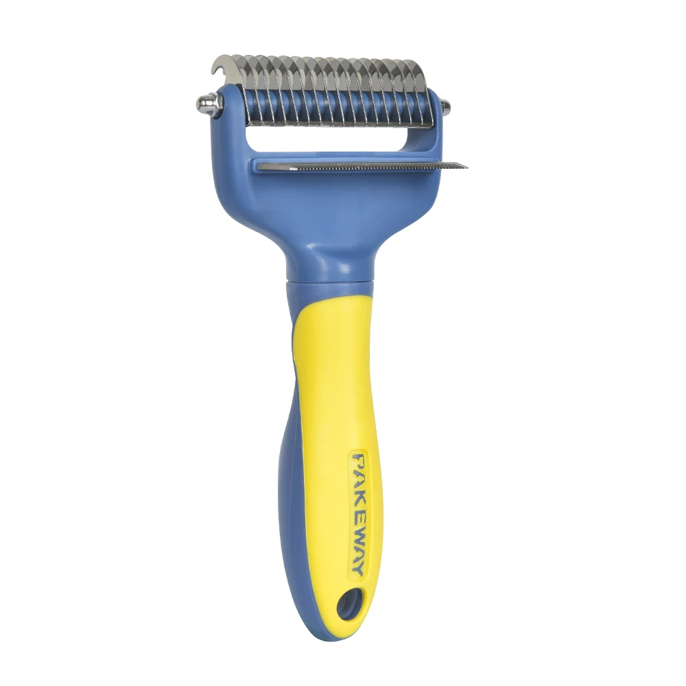 

Clean Removal Hair Grooming Tool Comb Dog Deshedding Double Sided Dog Hair Brush Stainless Steel Pet 2 In 1 Blister Card BSCI