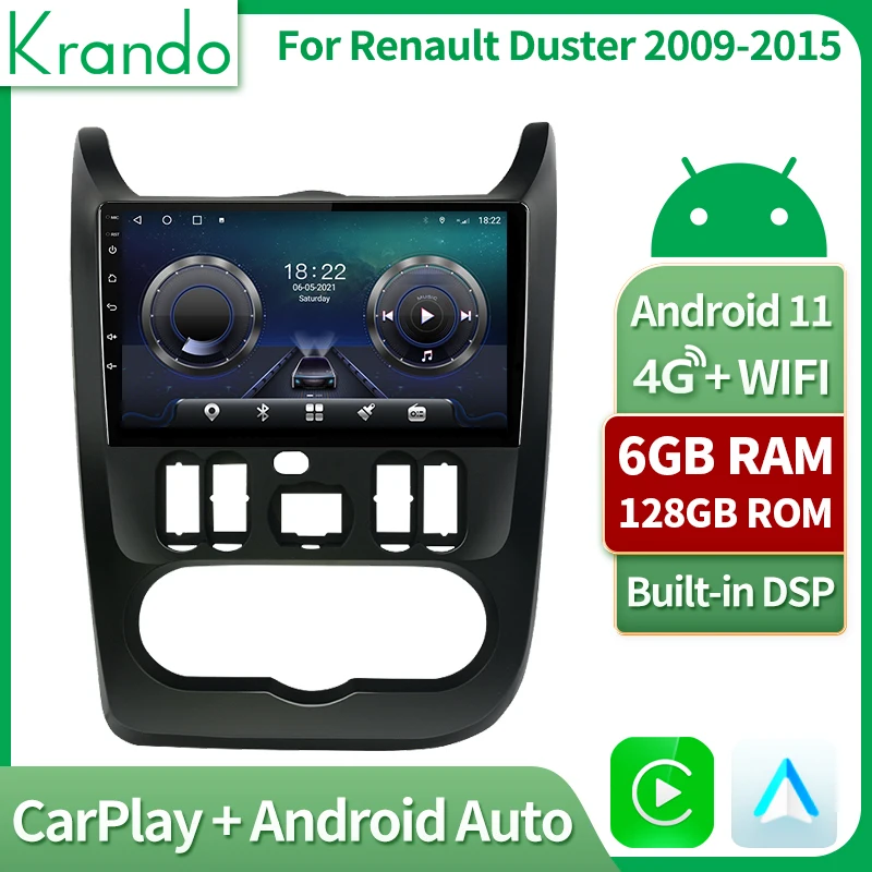 

Автомагнитола Krando 9 ''Android 11, Авторадио для Renault Duster 2009-2015, интеллектуальная система, мультимедийный видеоплеер, навигация GPS