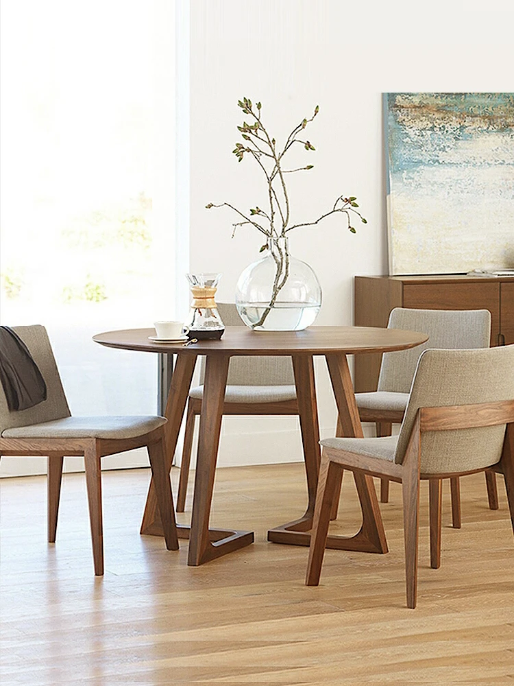 Solid Wood Dining Table Leisure Cafe Negotiation Round Table Modern Simple Household Small Oak Nordic Dining Table