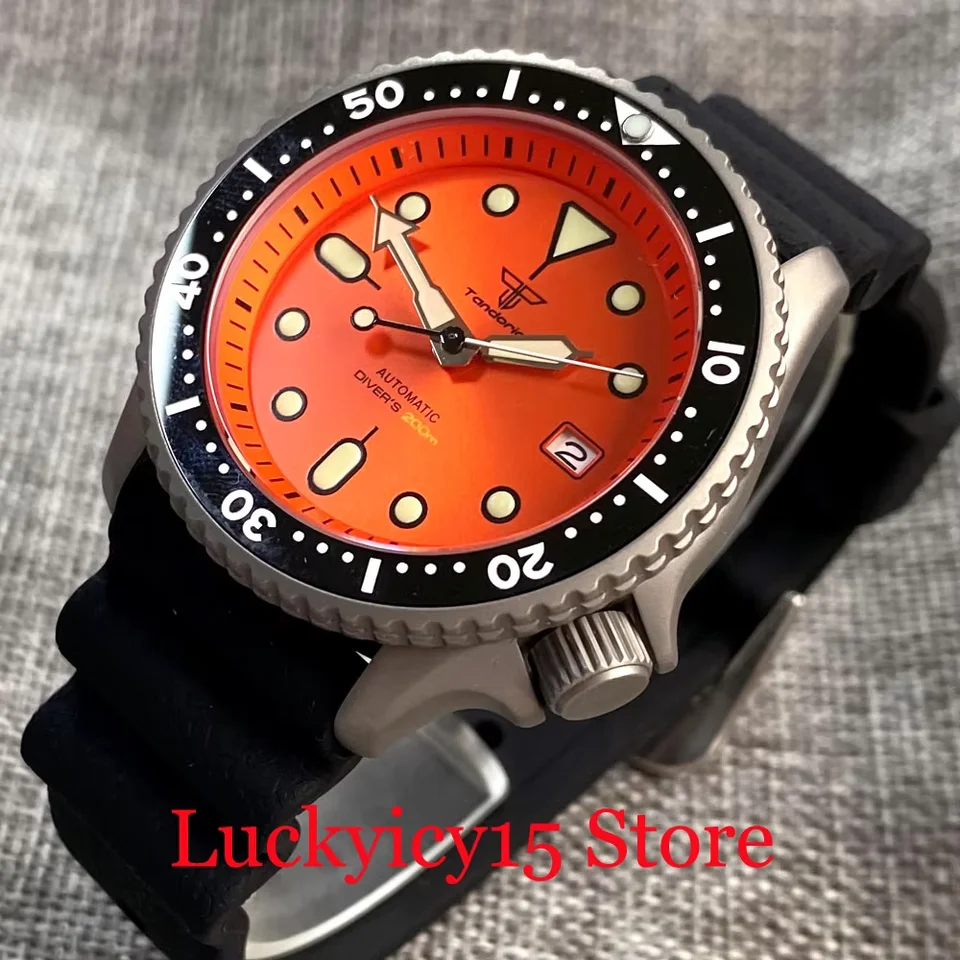 Tandorio 41MM Titanium Watch Diver 200M Waterproof NH35 Automatic