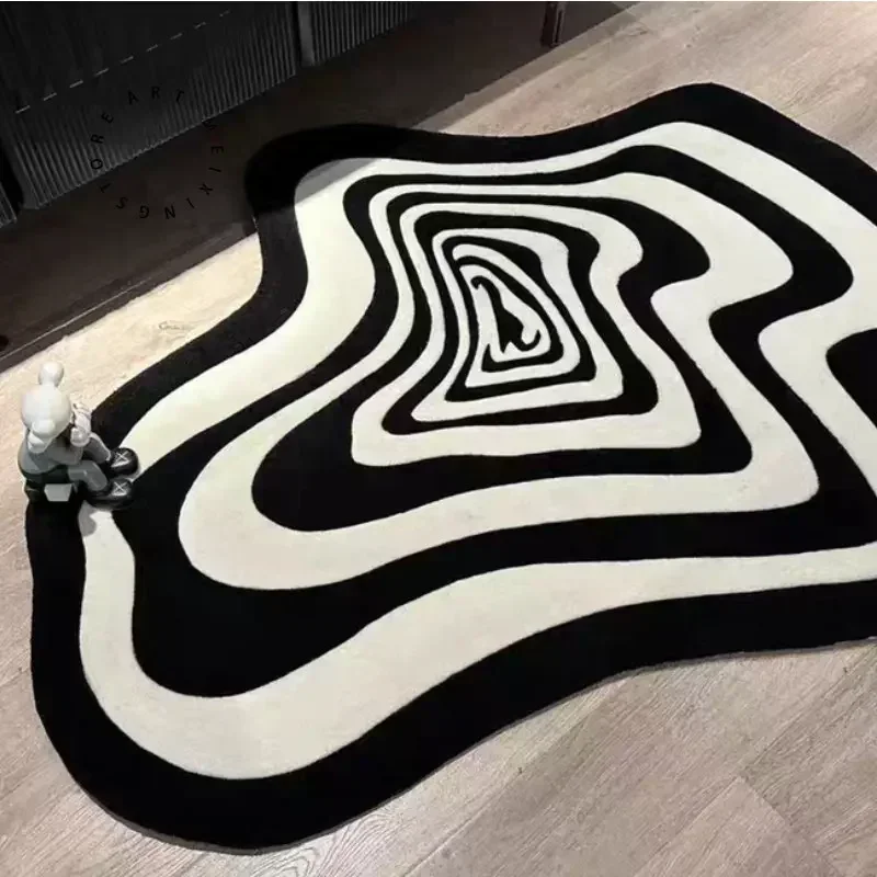 Creative Irregular Rug Living Room Carpet Black White Geometry Home Decoration Floor Mat Bedroom Area Rugs Entrance Doormat floor mat plush rug decorative carpet silk wool rug plush carpet non slip carpet imitated cashmere carpet crystal pile rug coral velvet rug