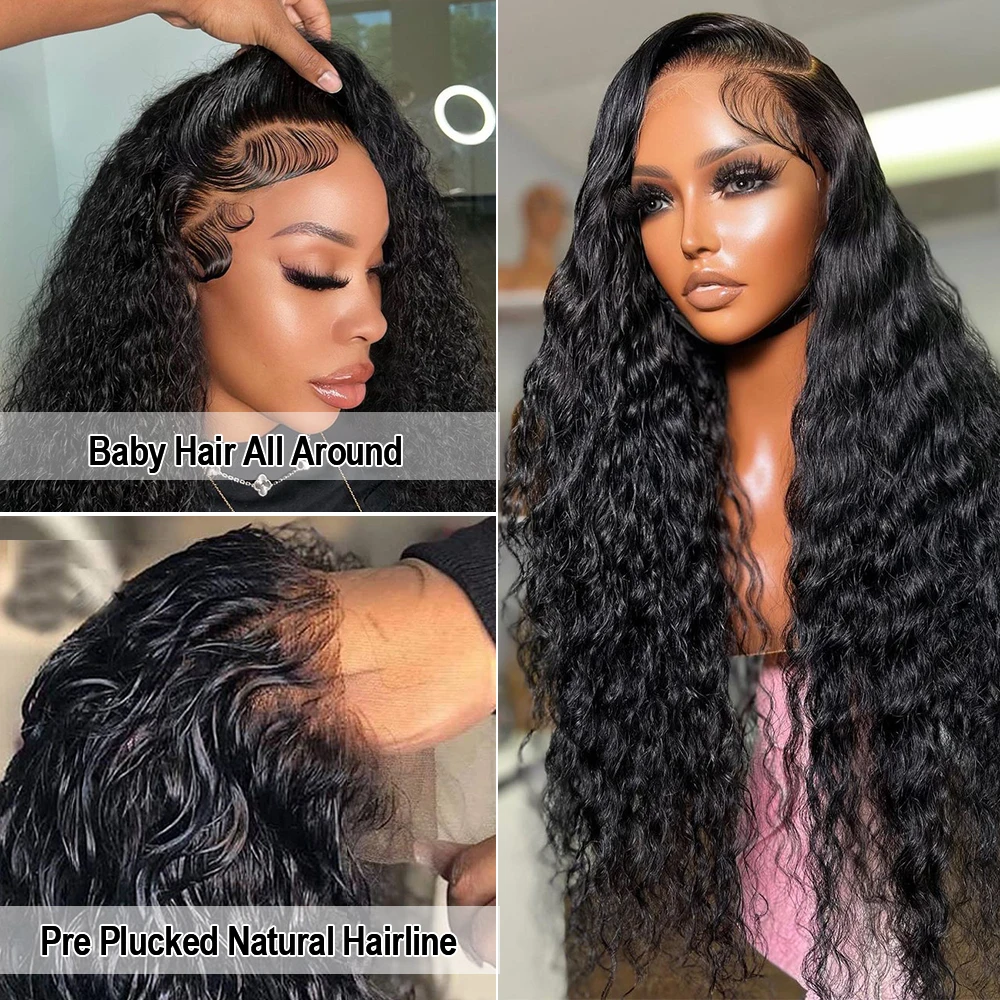 Virgo 28 30 inch Brazilian Water Wave Lace Front Wig 13X6 Transparent HD Lace Front Human Hair Wig for Women 4X4 Closure