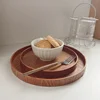 Nordic Decorative Tray Wooden Tray Retro Round Serving Plate Fruit Dessert Storage Trays Coffee Cup Mat Pad Home Decor  나무 트레이 2