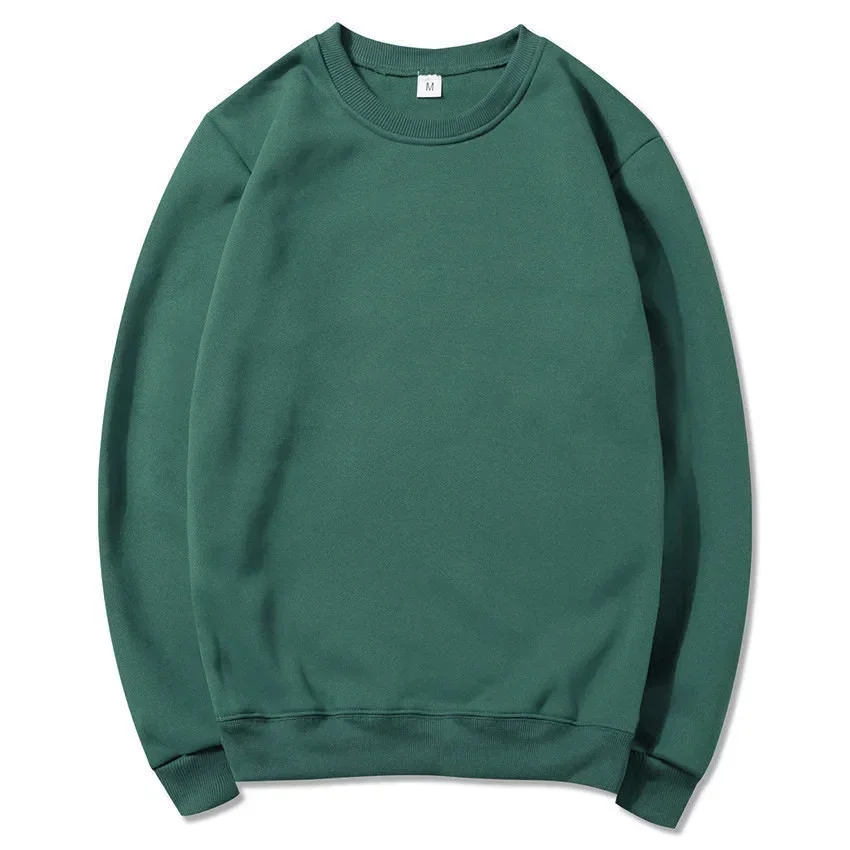 2024 Spring and Autumn New Men's and Women's Sports Round Neck Sweater Hip Hop Pullover Solid Color Plush Long sleeved Top