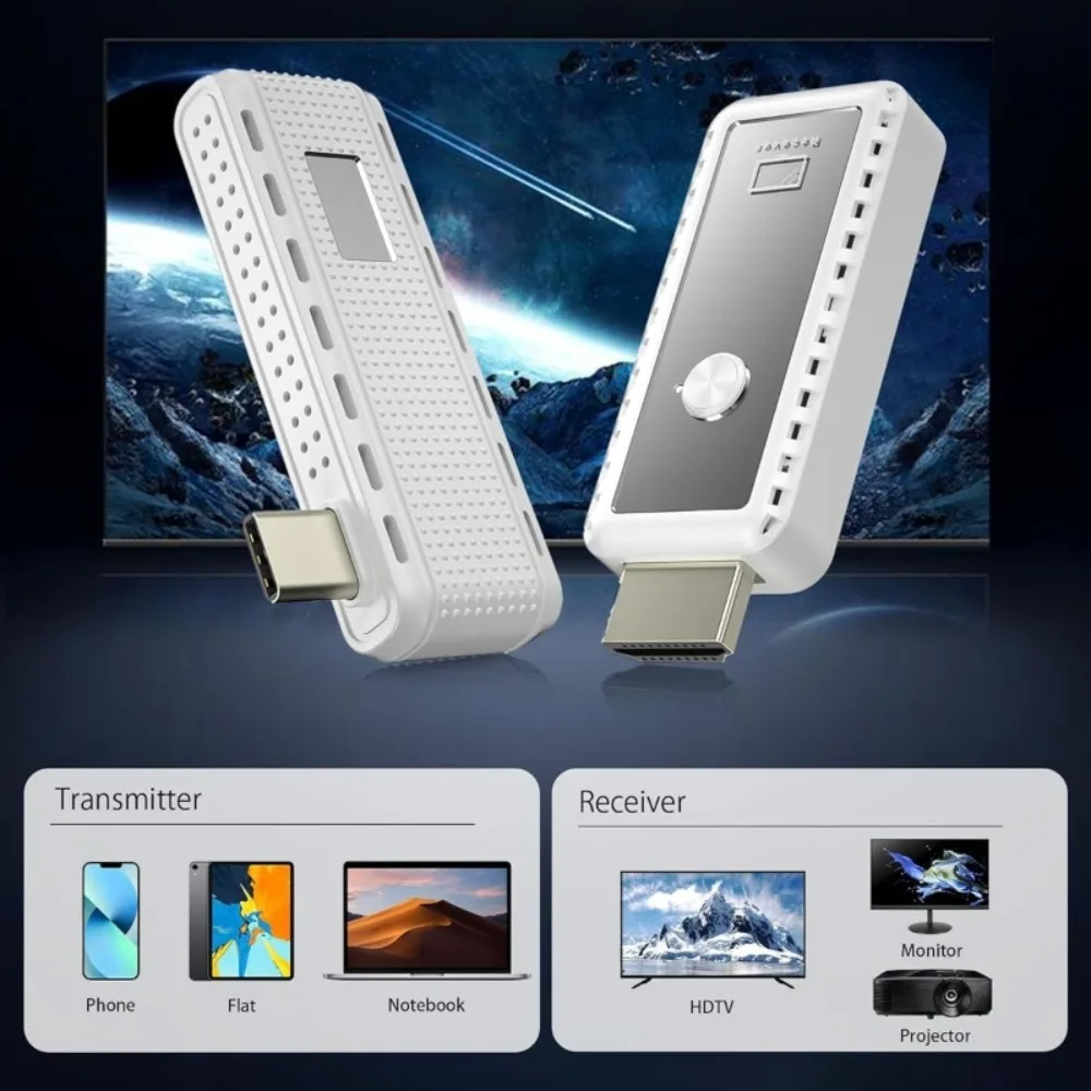 2 in 1 무선 HDMI 송수신기, 165피트 4K 디코딩 1080P@60Hz 출력 5G/2.4G 태블릿, 노트북, PC에서 TV, 모니터, 프로젝터로 연결