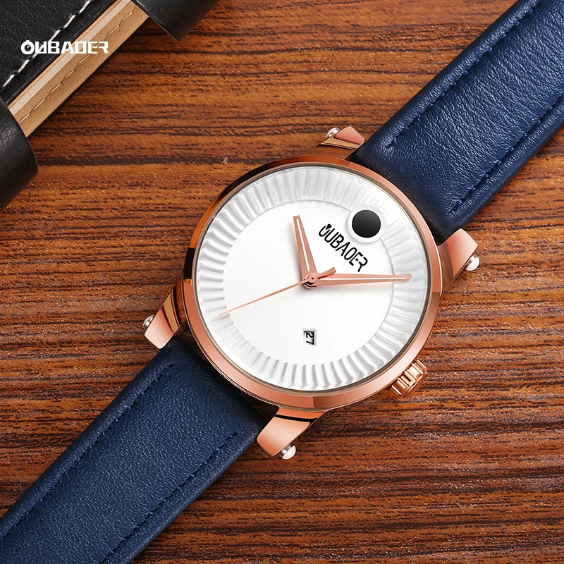 2024 OUBAOER NEW Original Watch for Men Luxury Top Brand Date Quartz Genuine Strap Simple Design Men's Watches Reloj Hombre