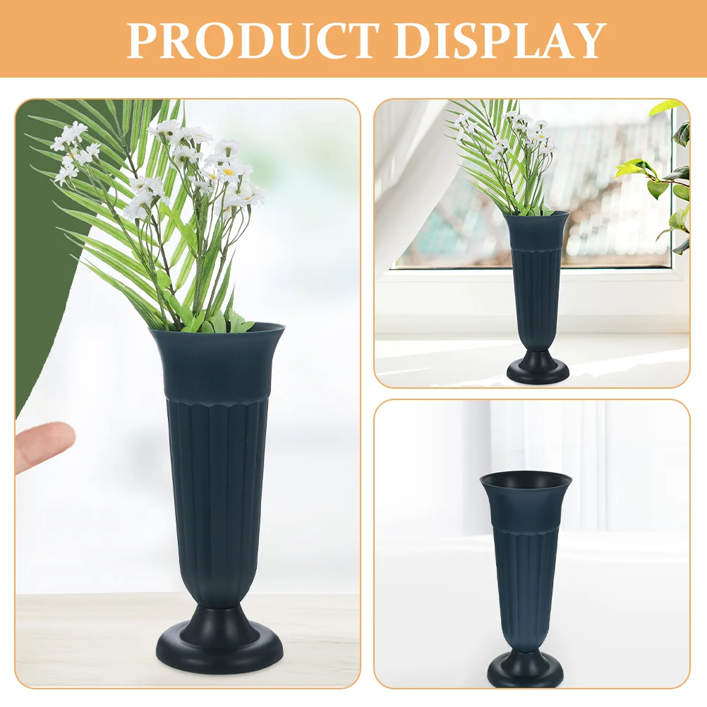 2 Pcs Roman Column Flower Pot Vase Adornment Garden Flowerpot Outdoor Ornaments Memorial Desktop Delicate Cemetery Grave Holder 4