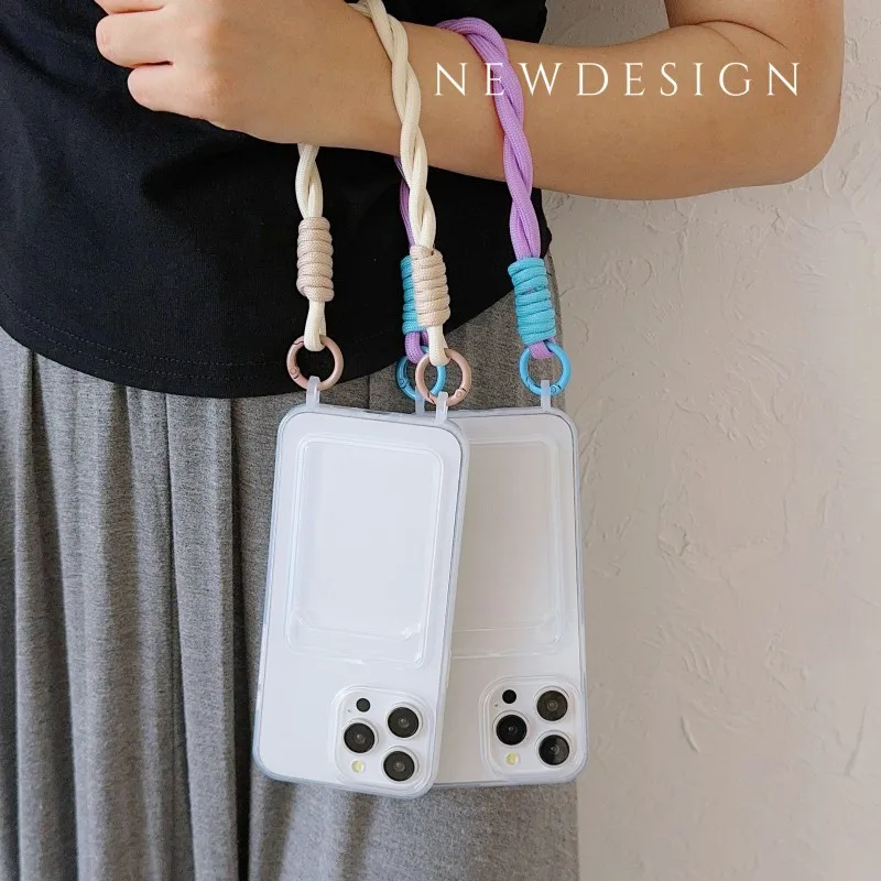Versatile Clear TPU Card Slot Lanyard Case with Short Strap