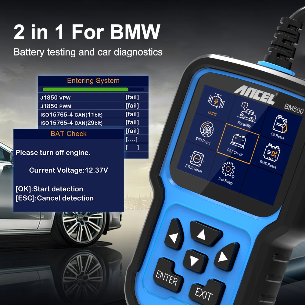 ANCEL BM500 OBD2 Scanner Airbag EPB SAS CBS Reset Full System OBD 2 Diagnostic for BMW Car Diagnostic Tool 4