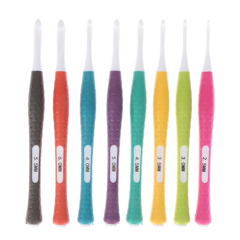 Multicolor Plastic Handle Crochet Hooks 8PCS set