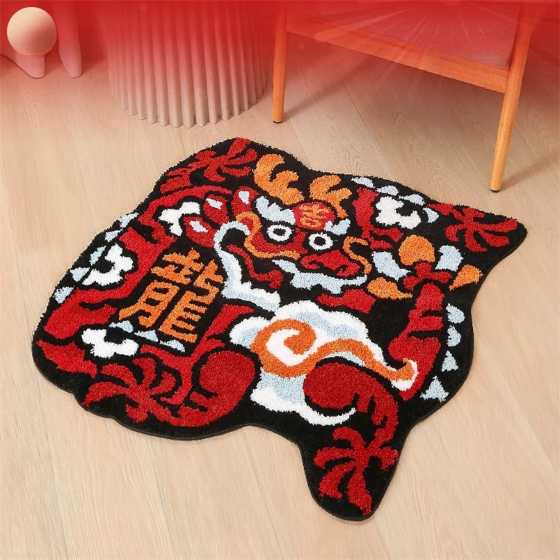 

Cartoon Dragon Flocking Jacquard Carpet Home Entry Door Mat Bedroom Sofa Decorative Floor Mat Bathroom Absorbent Anti-Slip Mat
