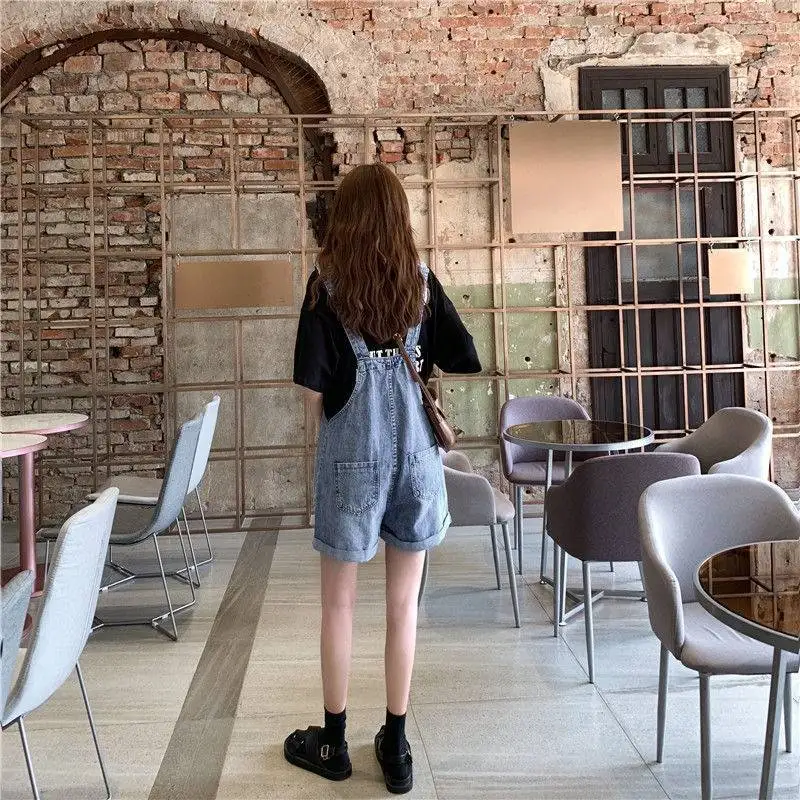 Summer New Pocket Patchwork Strap Hot Pants All-match Loose Solid Youth Wide Leg Shorts Street Casual Fashion Women Clothing