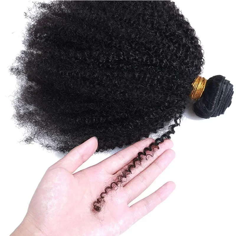 Extension per capelli umani Afro Kinky Curly, colore naturale, 1 pezzo, 10-22 pollici, capelli vergini Remy brasiliani, doppia trama. - immagine 5