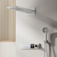 ระบบอาบน้ำทองเหลืองสีเทาสุดหรูการออกแบบจอแสดงผลดิจิตอล LED อัจฉริยะติดผนังควบคุมคู่แบบเย็น & ร้อน4ฟังก์ชั่น 2