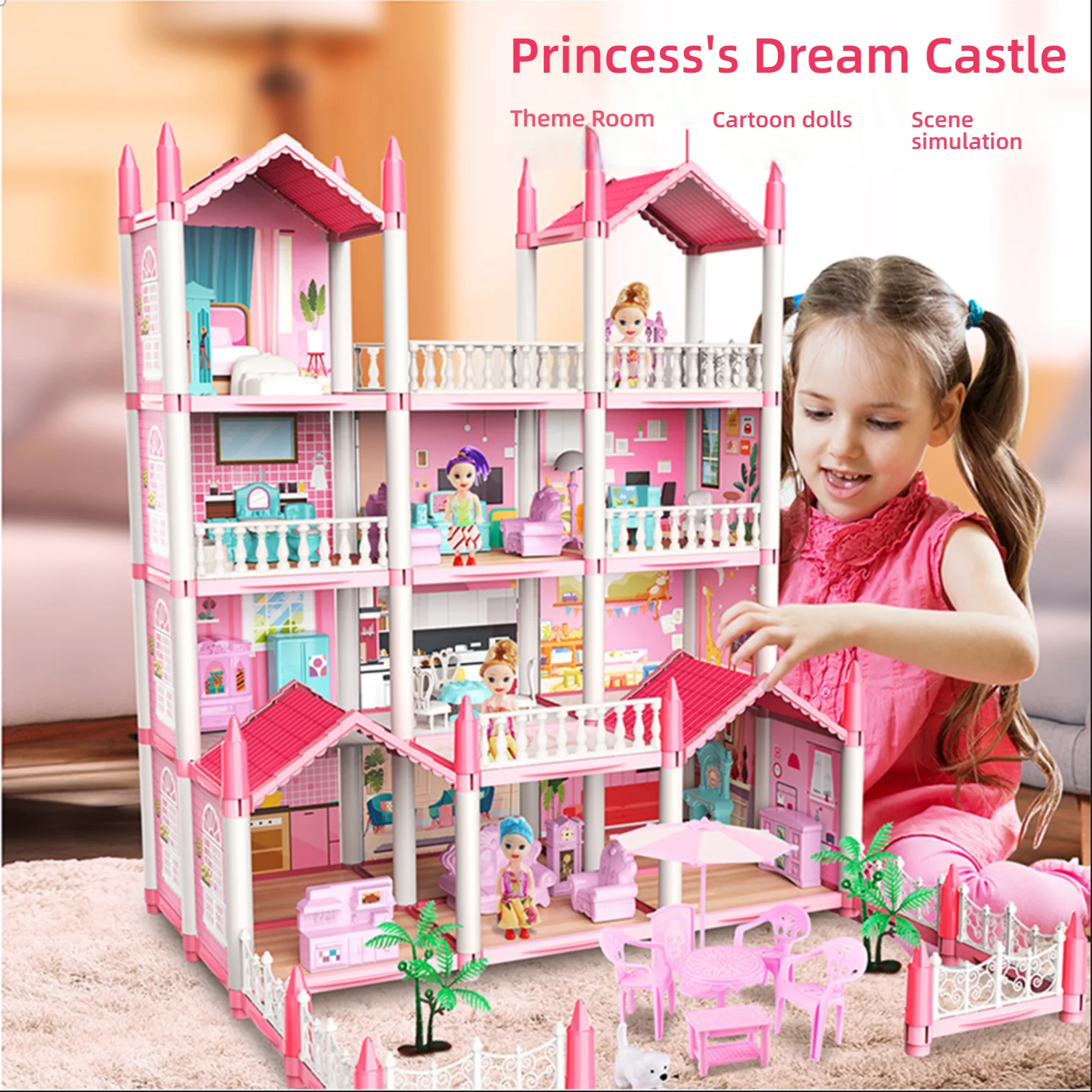 Dollhouse Toy Castle House 3D DIY Princess Castle Doll House Kit