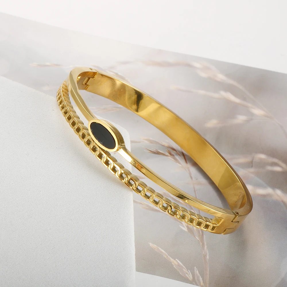 Bangle Bracelet Stainless Steel Bracelet Cuff Bracelets Bangles for Woman Rose Gold Color Stainless Steel Bracelet with Heart Pendant Luxury Jewelry